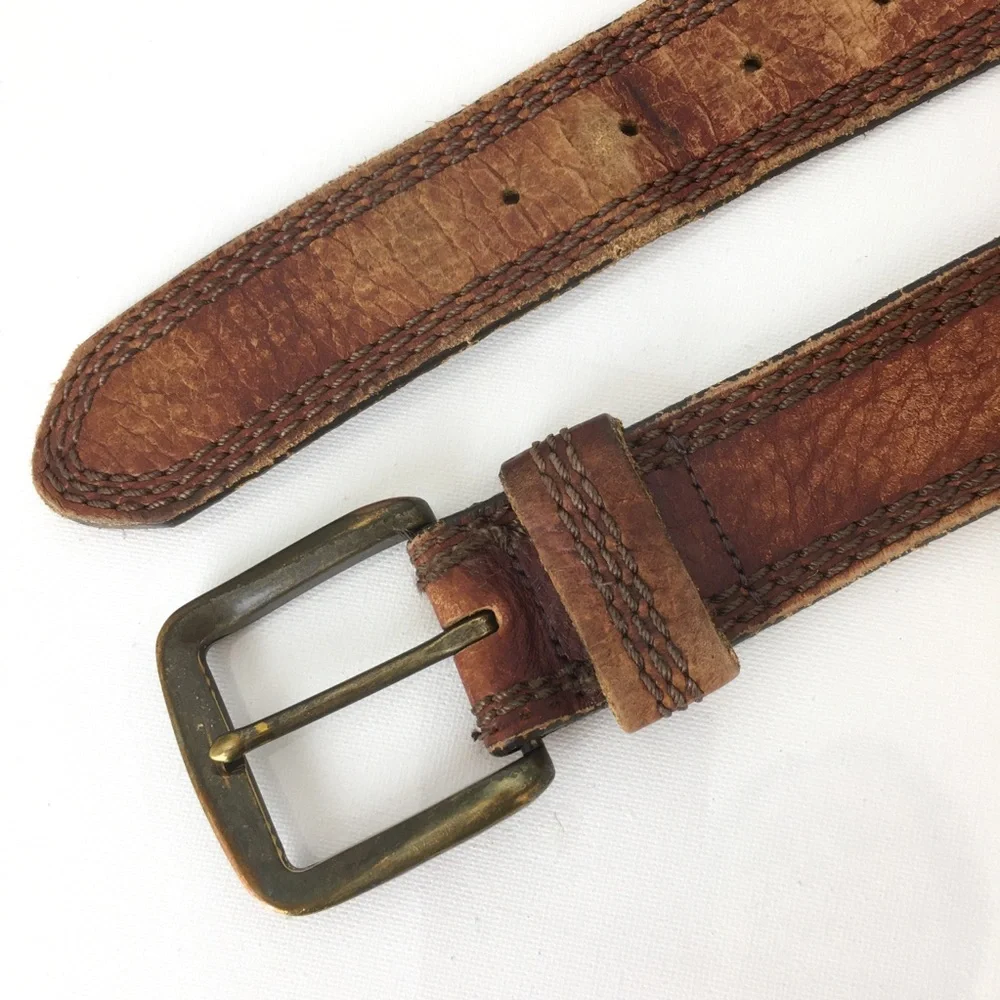 Vintage L.L. Bean Men’s Brown Leather Belt Distressed Western Cowboy Size 36